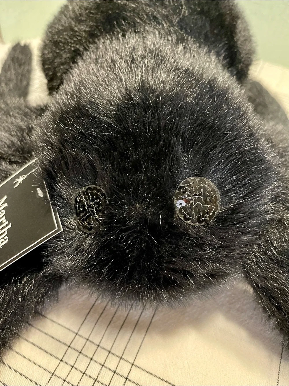 NWT MARTHA STEWART FAUX FUR Plush Black Fuzzy Spider Decor HALLOWEEN